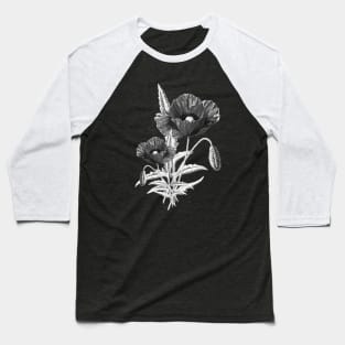 Vintage Black Poppy Flower Cute Gardener Botanical Gardening Baseball T-Shirt